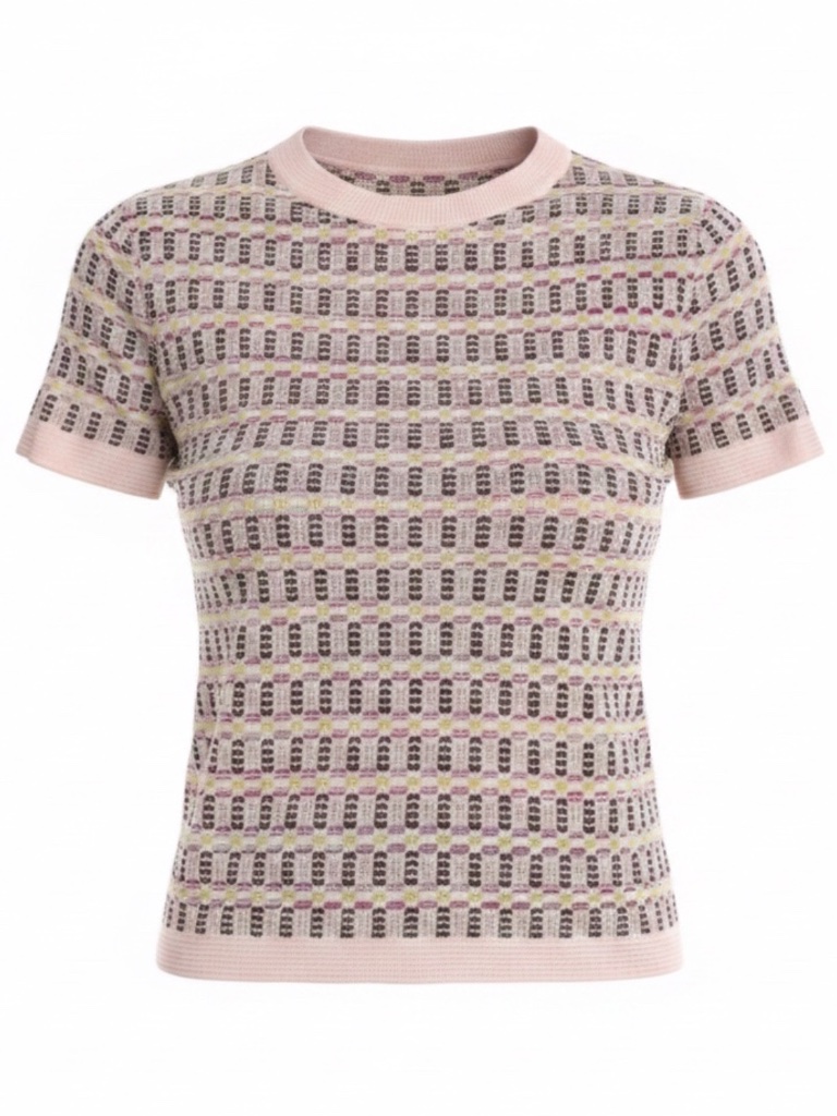Missoni Pink Crewneck Short Sleeve Fine Gauge Top - Size: Med - Msrp $395 - Nwt